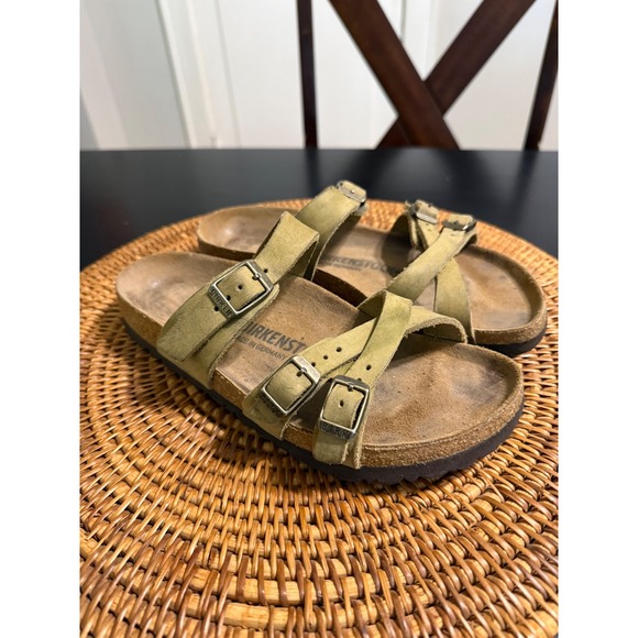 Birkenstock Shoes - Birkenstock Franca Olive Green Nubuck Leather Strappy Sandals Womens 37 L6 M4